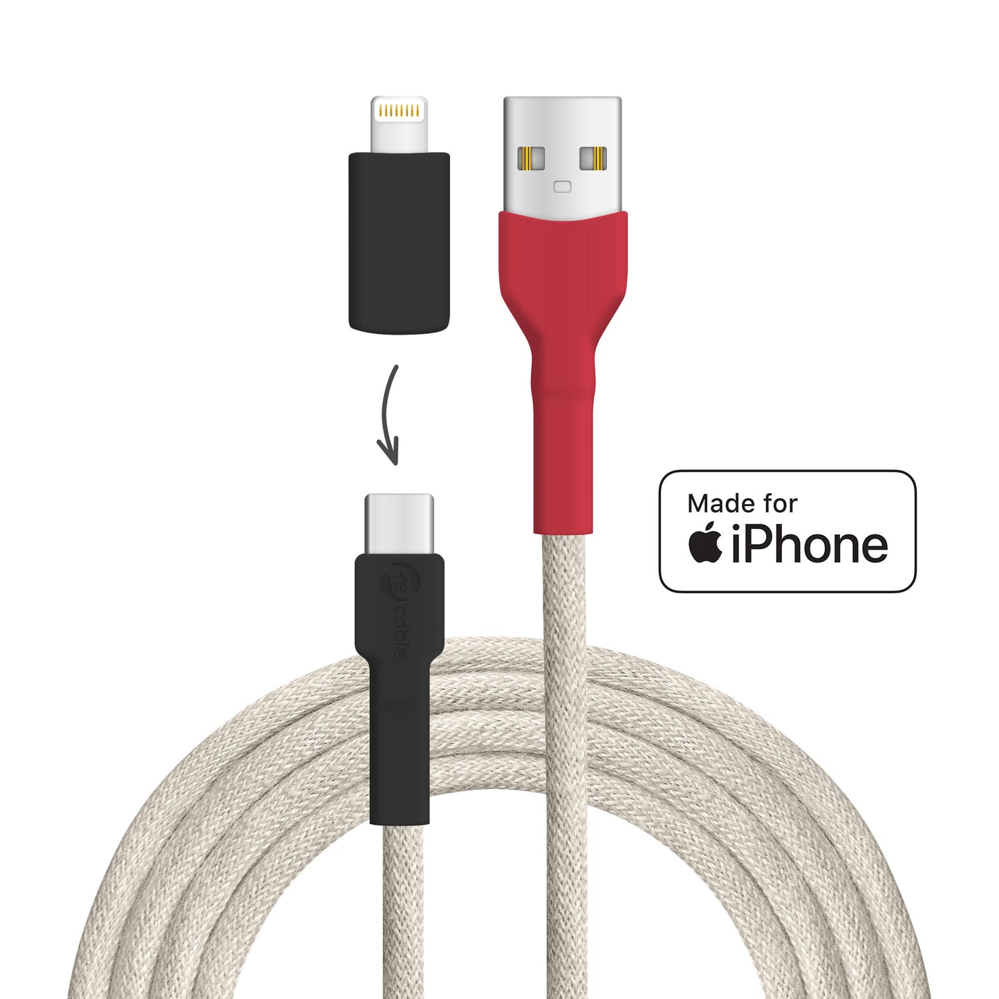 Weißrückenspecht USB A - USB C + Lightning (iPhone)