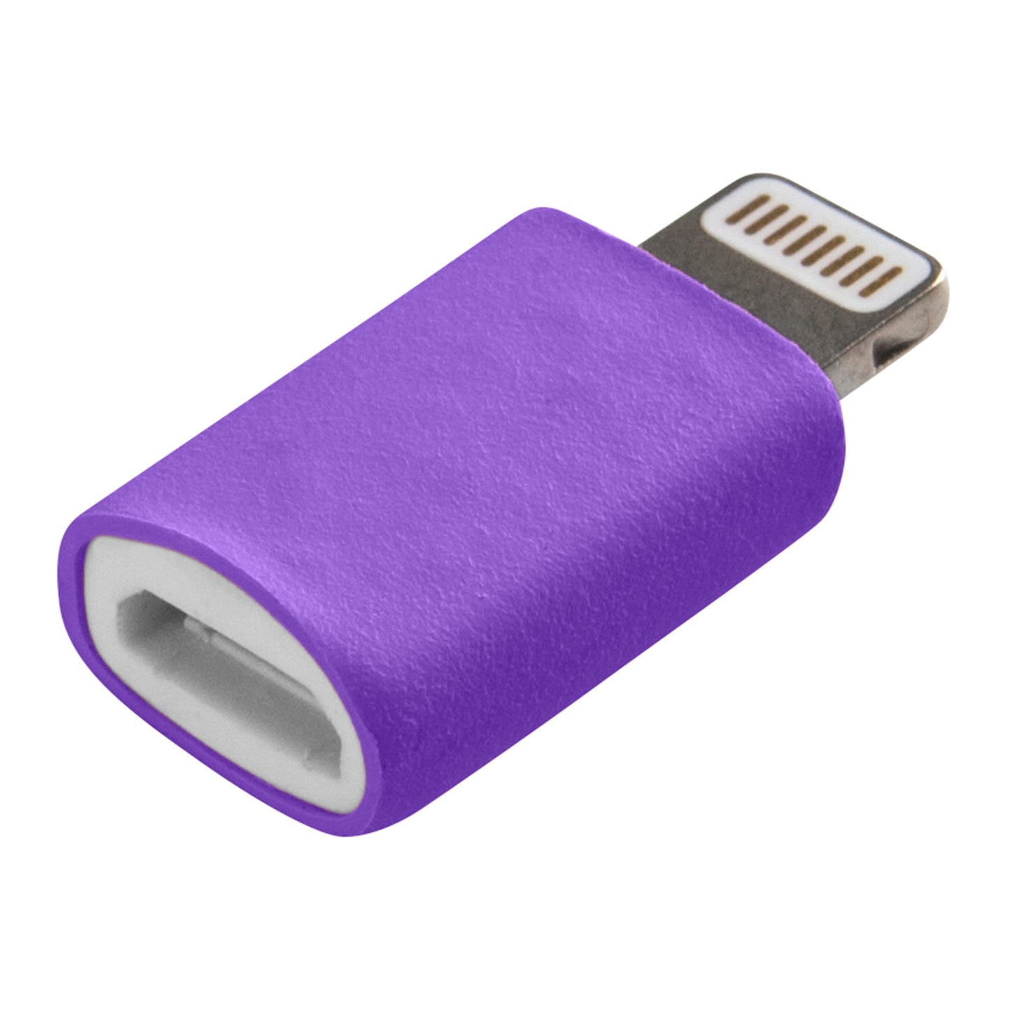 Side view Micro USB-lightning-adapter purple