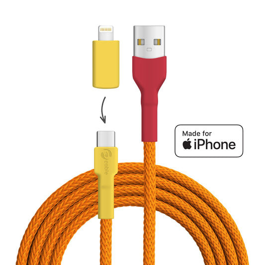 Flammenlaubenvogel USB A - USB C + Lightning (iPhone)