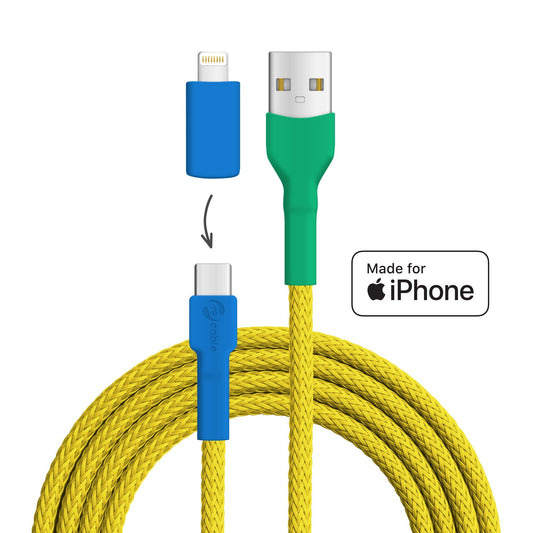 Gelbbrustara USB A - USB C + Lightning (iPhone)