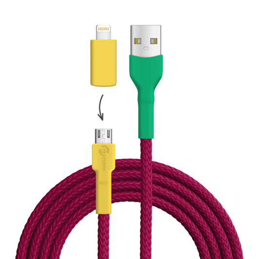 USB-Kabel, Design: Gouldamadine, Anschlüsse: USB A auf Micro-USB mit Lightning Adapter (nicht verbunden)