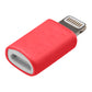 Seitenansicht Micro USB-Lightning-Adapter rot