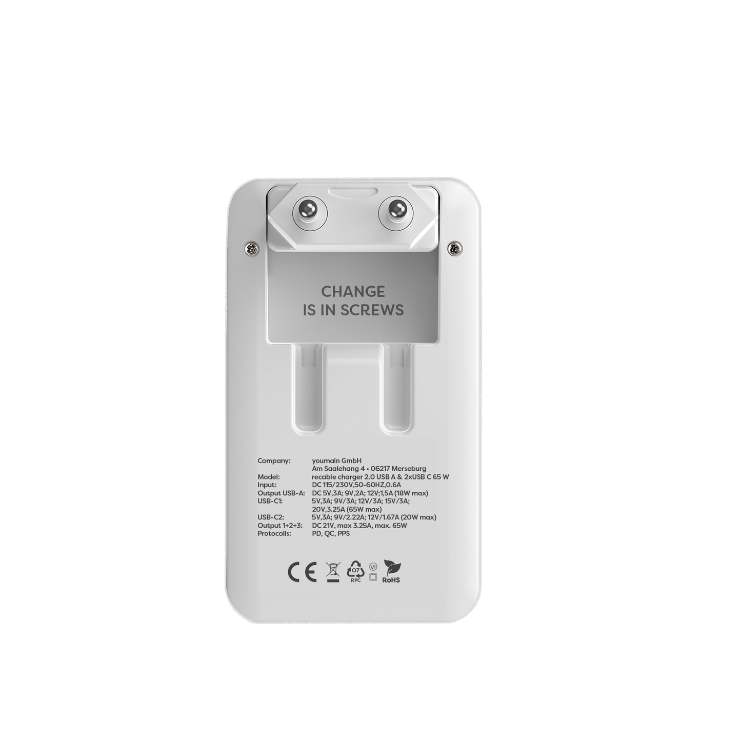 USB A + 2x USB C 65 Watt Ladegerät – der recable triple port charger