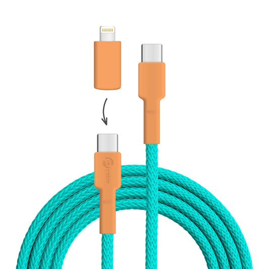 USB cable, Design: Kingfisher, Connectors: USB C to USB C with Lightning adapter (not connected)