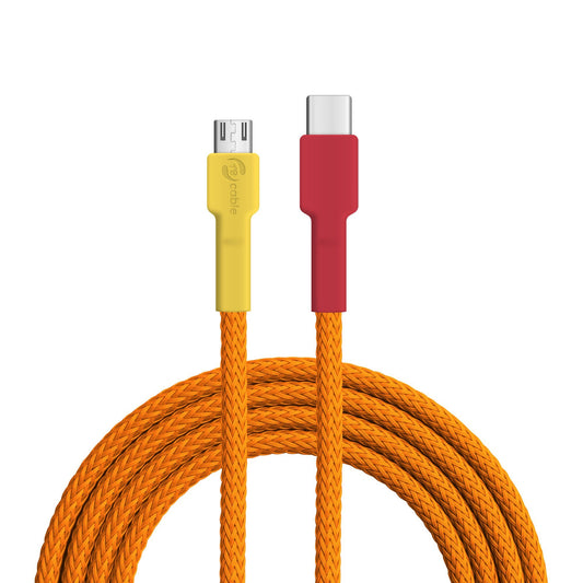 USB-Kabel, Design: Flammenlaubenvogel, Anschlüsse: USB C auf Micro-USB