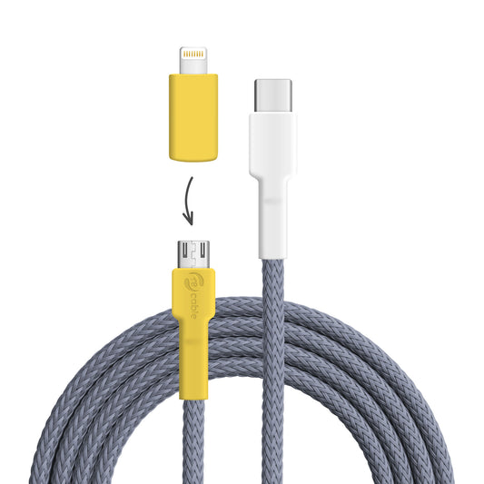 USB cable, design: Gelbkehlvireo, connectors: USB C to Micro-USB with Lightning adapter (not connected)