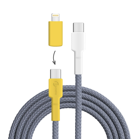 USB cable, Design: Yellow-throated vireo, Connectors: USB C to USB C with Lightning adapter (not connected)