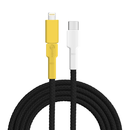 USB-Kabel, Design: Gold­schnäpper, Anschlüsse: USB C auf Micro-USB mit Lightning Adapter (verbunden)
