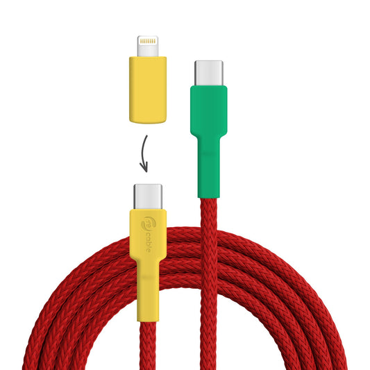USB cable, Design: Lovebird, Connectors: USB C to USB C with Lightning adapter (not connected)