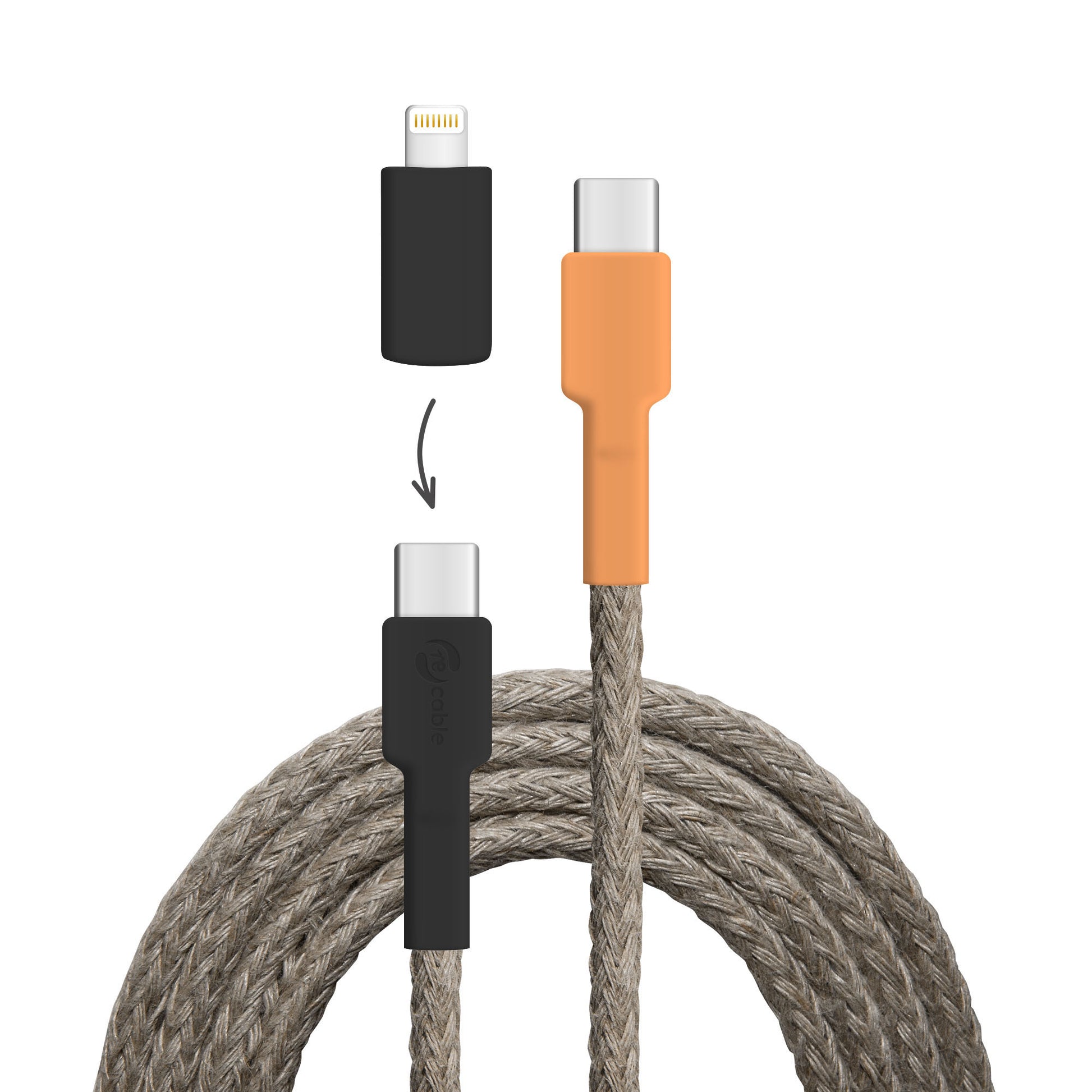 USB cable, Design: Watercock, Connectors: USB C to USB C with Lightning adapter (not connected)