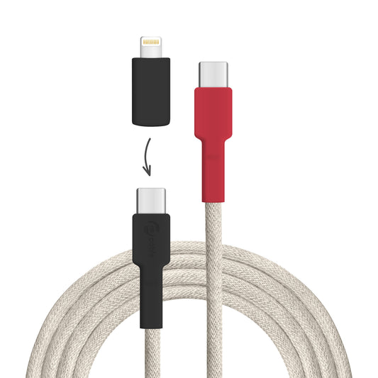 USB cable, Design:White-backed woodpecker, Connectors: USB C to USB C with Lightning adapter (not connected)