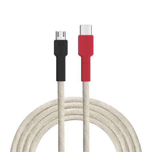 USB cable, design: white-backed woodpecker, connections: USB C on Micro-USB