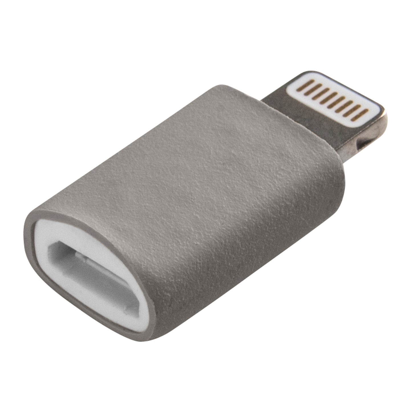 Seitenansicht Micro USB-Lightning-Adapter grau