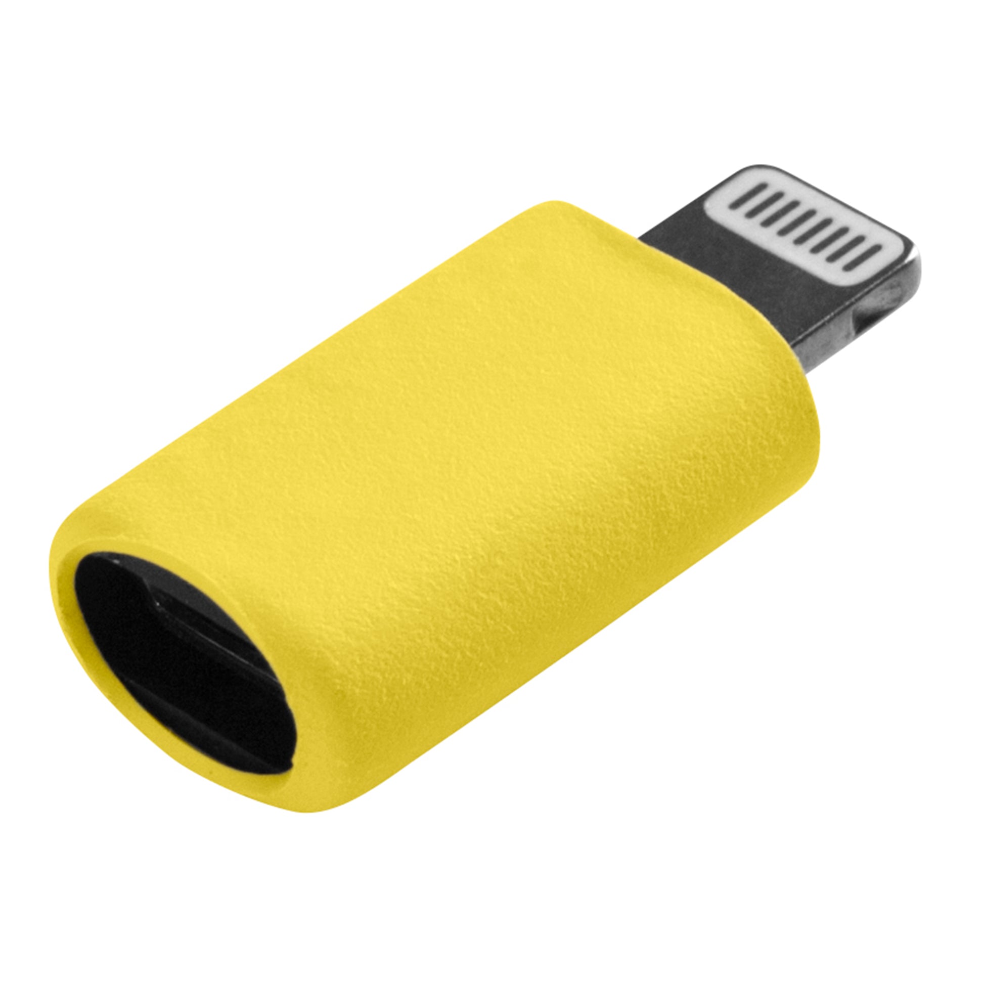 Seitenansicht USB C-Lightning-Adapter gelb