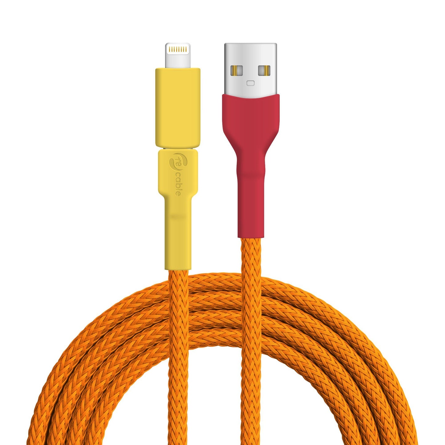 USB-Kabel, Design: Flammenlaubenvogel, Anschlüsse: USB A auf Micro-USB mit Lightning Adapter (verbunden)