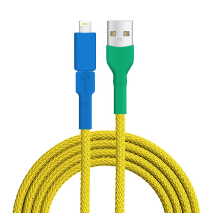 USB-Kabel, Design: Gelb­brustara, Anschlüsse: USB A auf Micro-USB mit Lightning Adapter (verbunden)