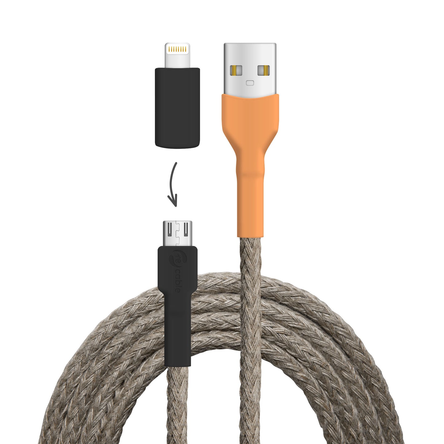 USB-Kabel, Design: Wasser­hahn, Anschlüsse: USB A auf Micro-USB mit Lightning Adapter (nicht verbunden)