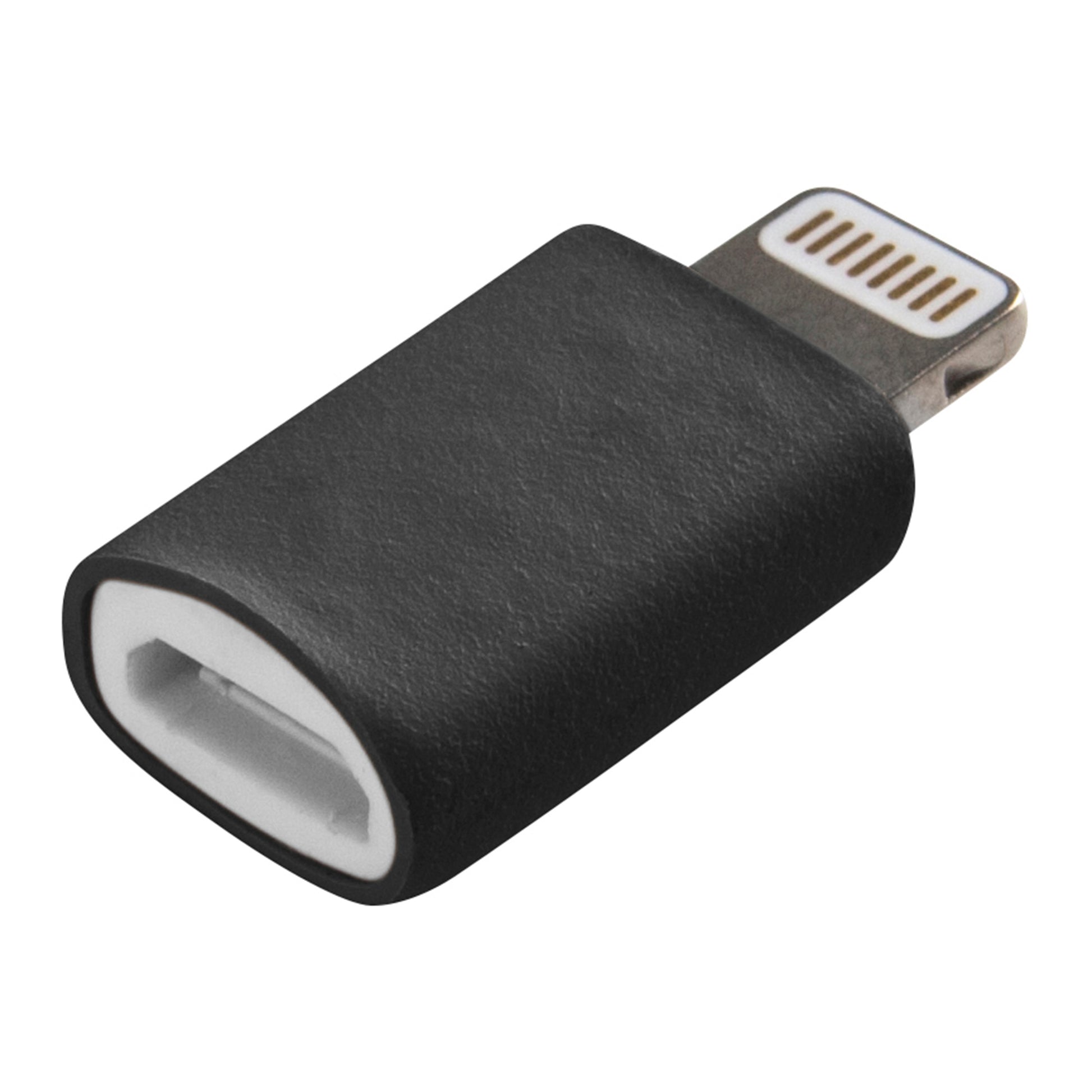 Seitenansicht Micro USB-Lightning-Adapter schwarz