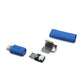 Einzelteile Micro USB Stecker mit Lightning Adapter in blau, mit dem Ersatzteil kann ein iPhone-Kabel ohne löten (crimpen) repariert werden