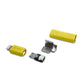 Einzelteile Micro USB Stecker mit Lightning Adapter in gelb, mit dem Ersatzteil kann ein iPhone Kabel lötfrei (crimpen) repariert werden