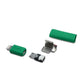 Einzelteile Micro USB Stecker mit Lightning Adapter in grün, mit dem Ersatzteil-Set kann ein iPhone Kabel ohne löten (zum Crimpen) repariert werden