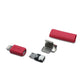 Einzelteile Micro USB Stecker mit iPhone Adapter rot, mit dem Reparatur-Set kann ein iPhone Kabel lötfrei (crimpen) repariert werden