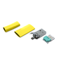 USB A Stecker gelb in Einzelteilen, mit zusätzlichem kleinen Schrumpfschlauch für die Reparatur (lötfrei/ crimpen) dünner USB 2.0 Kabel