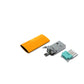 Einzelteile USB A Stecker in orange, mit dem Ersatzteil kann ein USB 2.0 Kabel lötfrei (IDC) repariert werden
