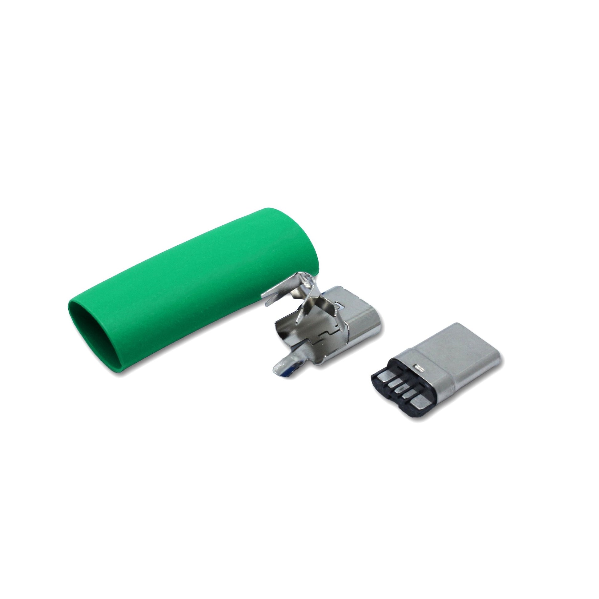 Einzelteile USB-Typ-C-Steckers in grün, Ersatzteil für ein USB 2.0 Kabel  Alt-Text bearbeiten