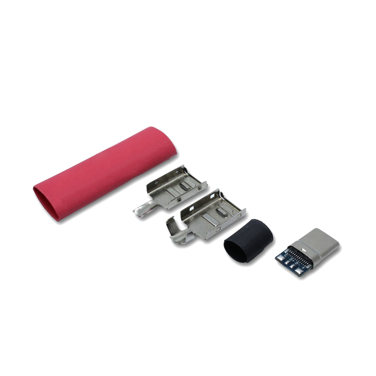 EIn recable USB C Host Stecker Set mit Schrumpfschlauch in der Farbe rot